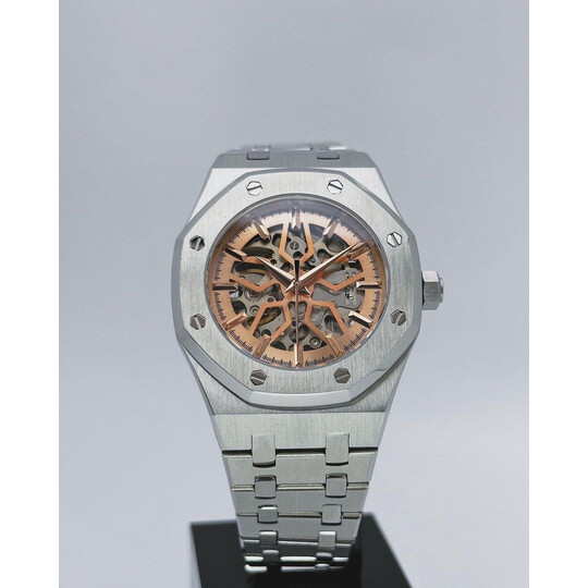 Custom Seiko Mod • Silver Rose Skeleton AP • 39mm